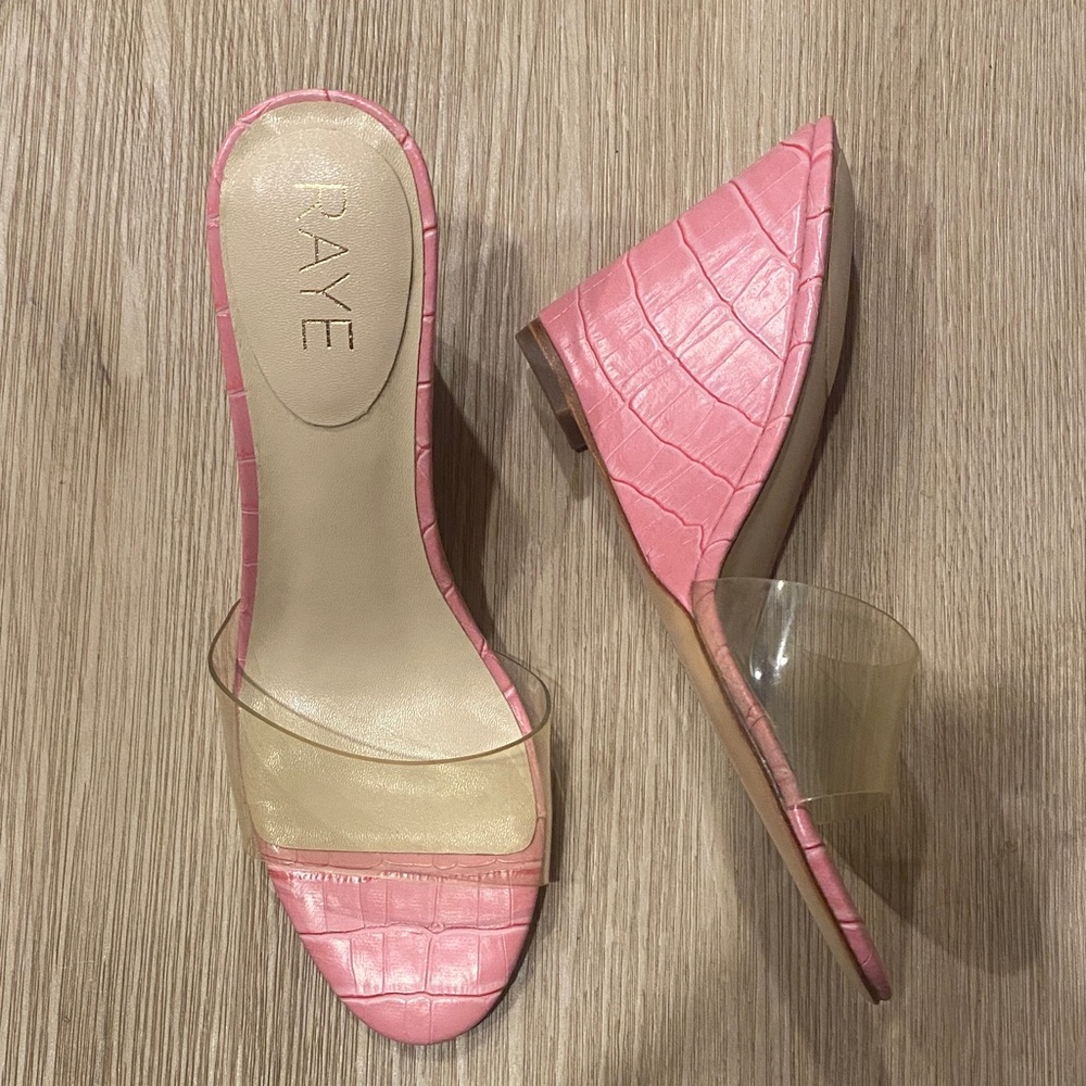 RAYE Pink Croc-Embossed Heels
